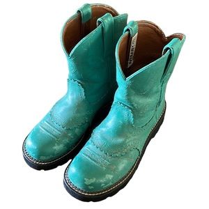 Ariat Fatbaby upcycled teal boots